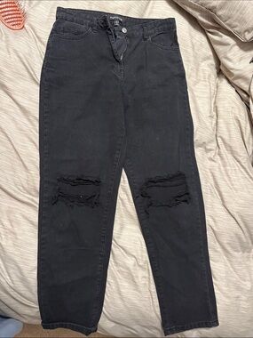 Parisian Works Black Distressed Boyfriend Jeans